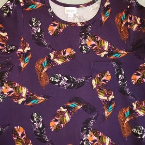 Lularoe Carly Purple Feathers Medium